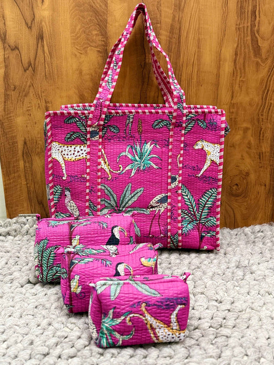 Tote Bag with set of 3 Pouches - The Comfy Dreams