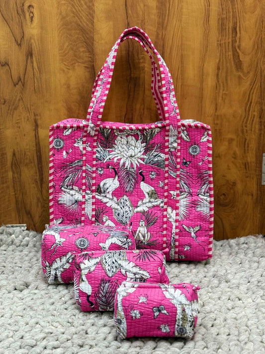 Tote Bag with set of 3 Pouches - The Comfy Dreams