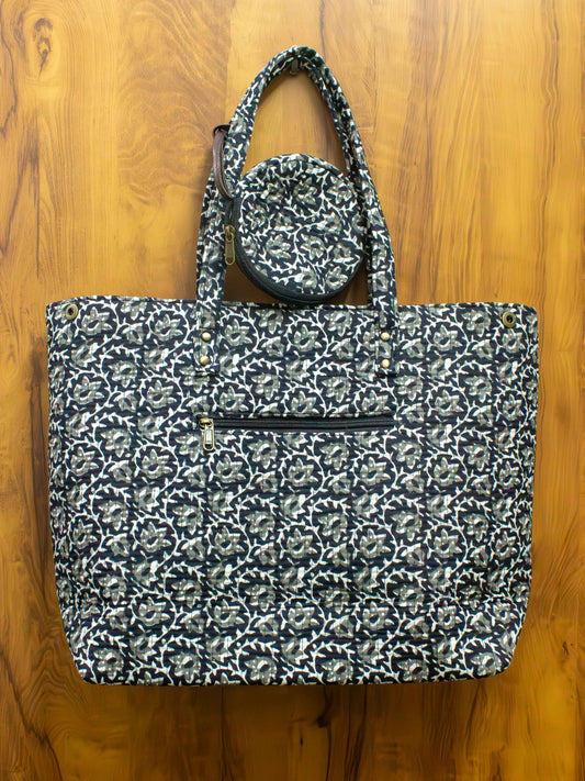 Handblock Printed Quilted Tote Bag - The Comfy Dreams