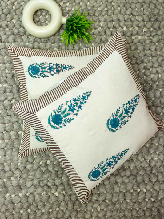 Hand Block Cypress Tree Cushion Cover - The Comfy Dreams