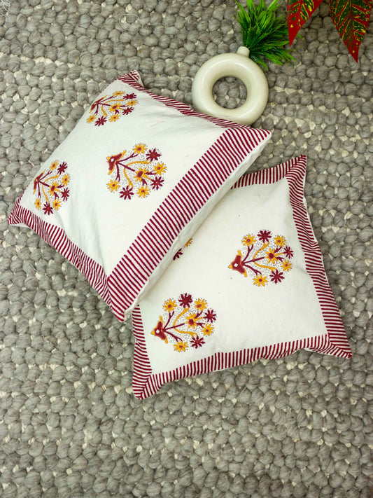 Hand Block Ek Phool Cushion Cover - The Comfy Dreams