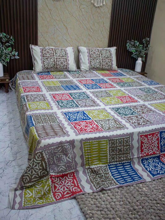 Katchhi Galicha Print Premium Bedsheet - The Comfy Dreams