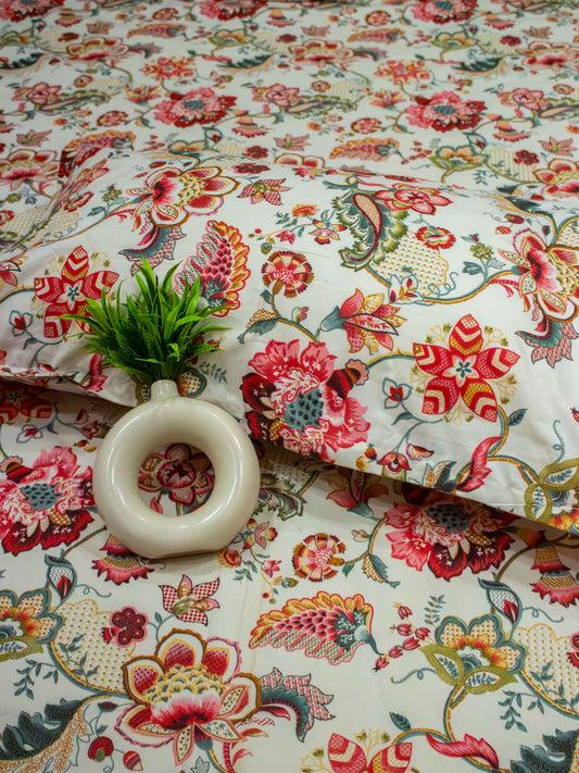 Red Lilly Print Bedsheet