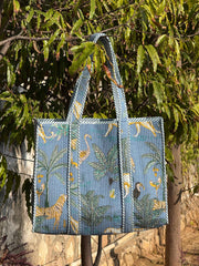 Handblock Printed Quilted Tote Bags