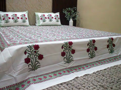 Pink Lilly Premium Hand Block Bedsheet 