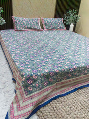 Bluebell Garden Hand Block Bedsheet