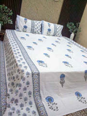 Poppy Blue Premium Bedsheet