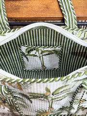 Handblock Printed Quilted Tote Bag with concealed zip