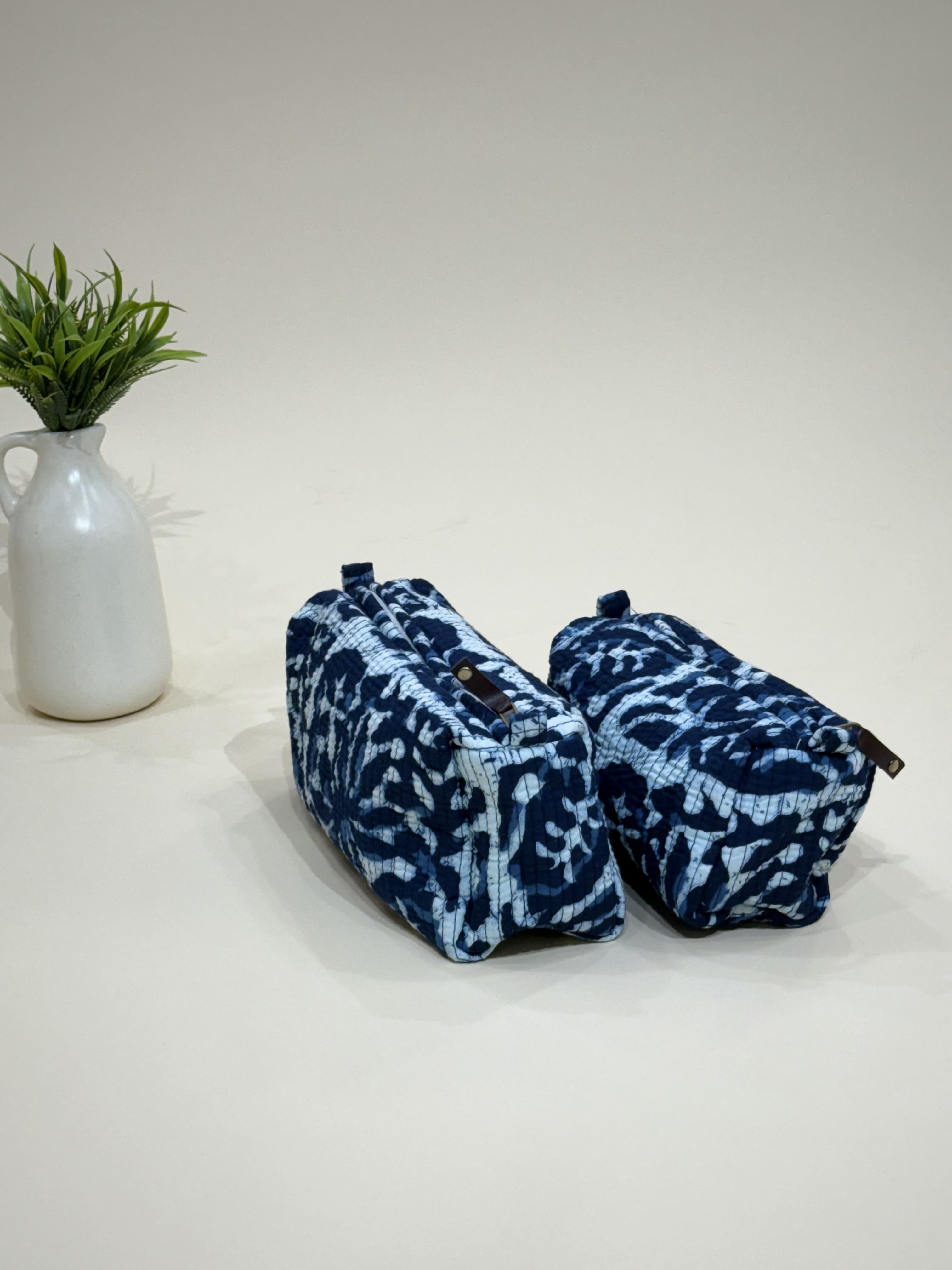 Hand Block Quilted  Pouches- Set of Three - The Comfy Dreams