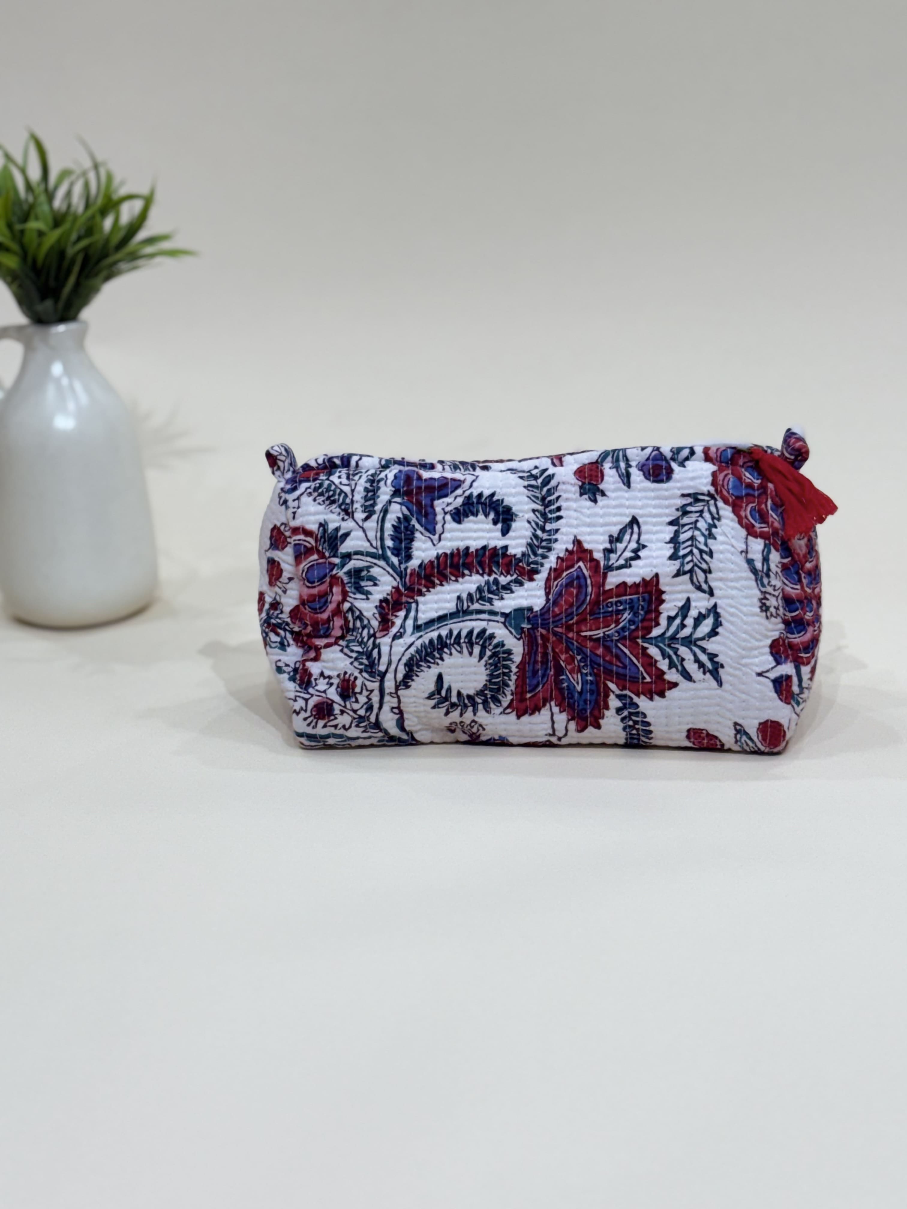 Hand Block Quilted  Pouches- Set of Three - The Comfy Dreams
