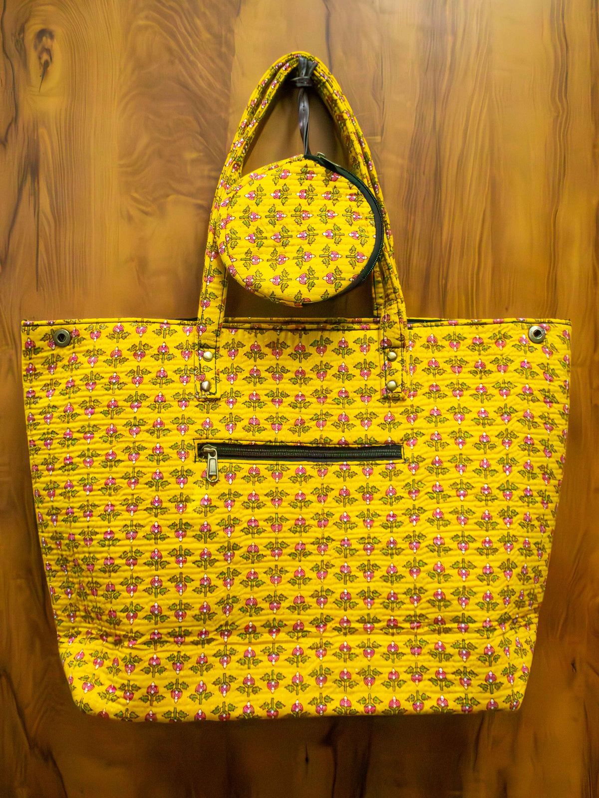 Handblock Printed Quilted Tote Bag