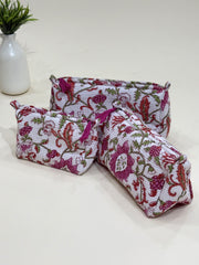 Hand Block Quilted  Pouches- Set of Three - The Comfy Dreams