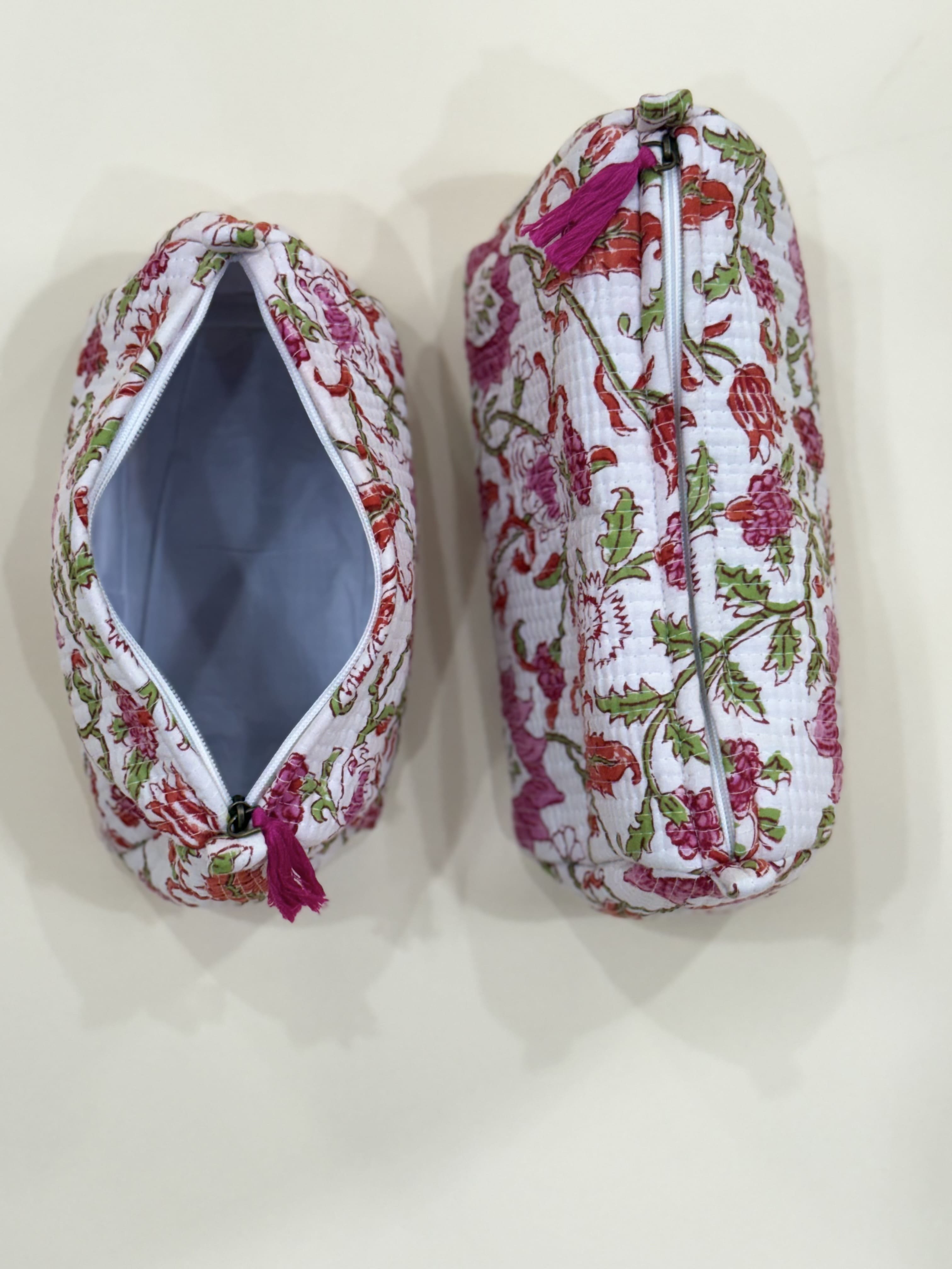 Hand Block Quilted  Pouches- Set of Three - The Comfy Dreams