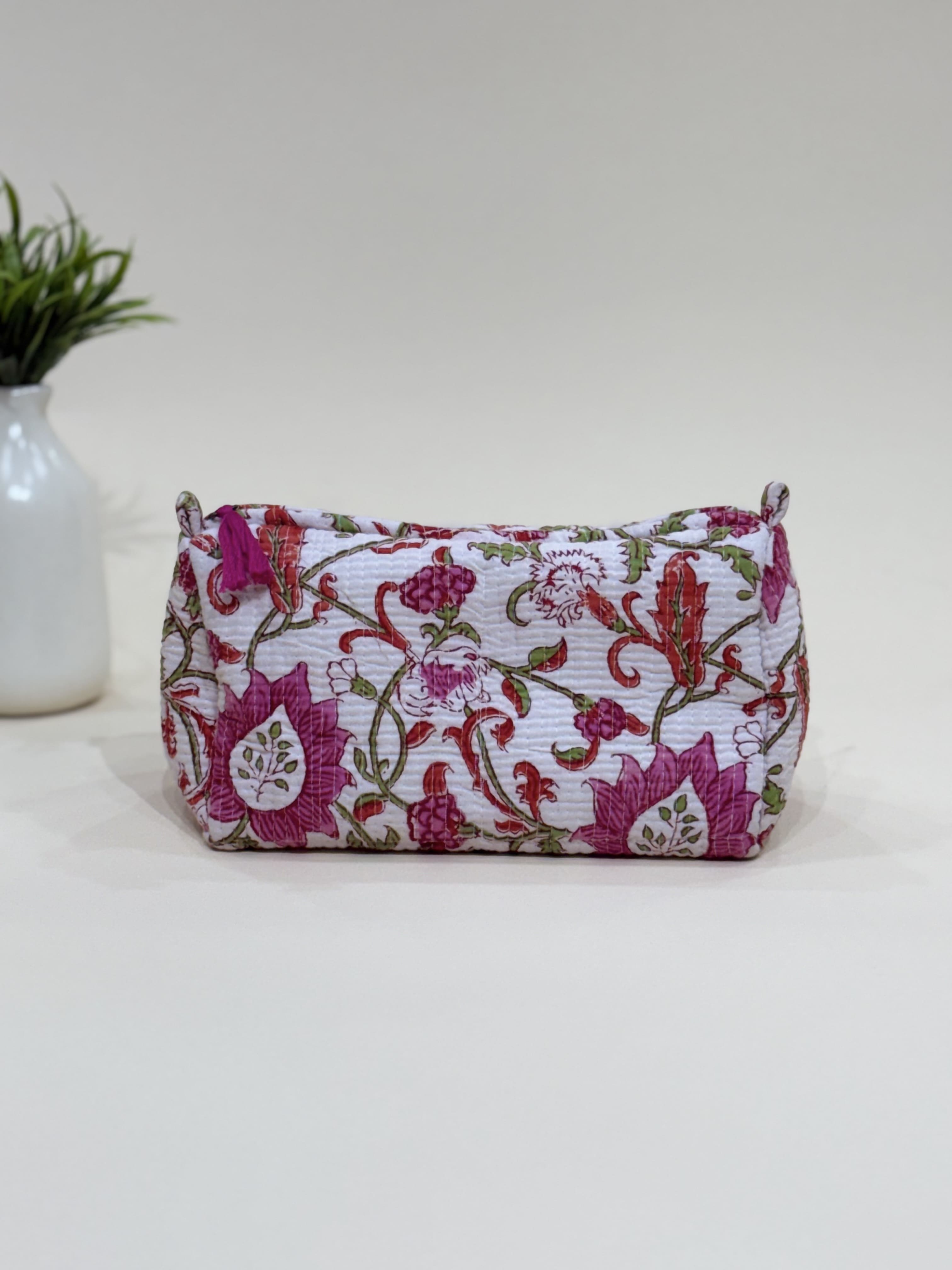Hand Block Quilted  Pouches- Set of Three - The Comfy Dreams