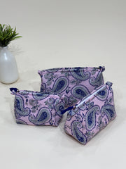 Hand Block Quilted  Pouches- Set of Three - The Comfy Dreams