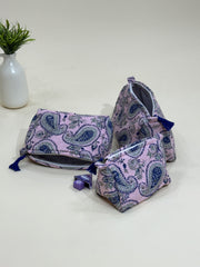Hand Block Quilted  Pouches- Set of Three - The Comfy Dreams