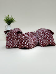 Hand Block Quilted  Pouches- Set of Three - The Comfy Dreams