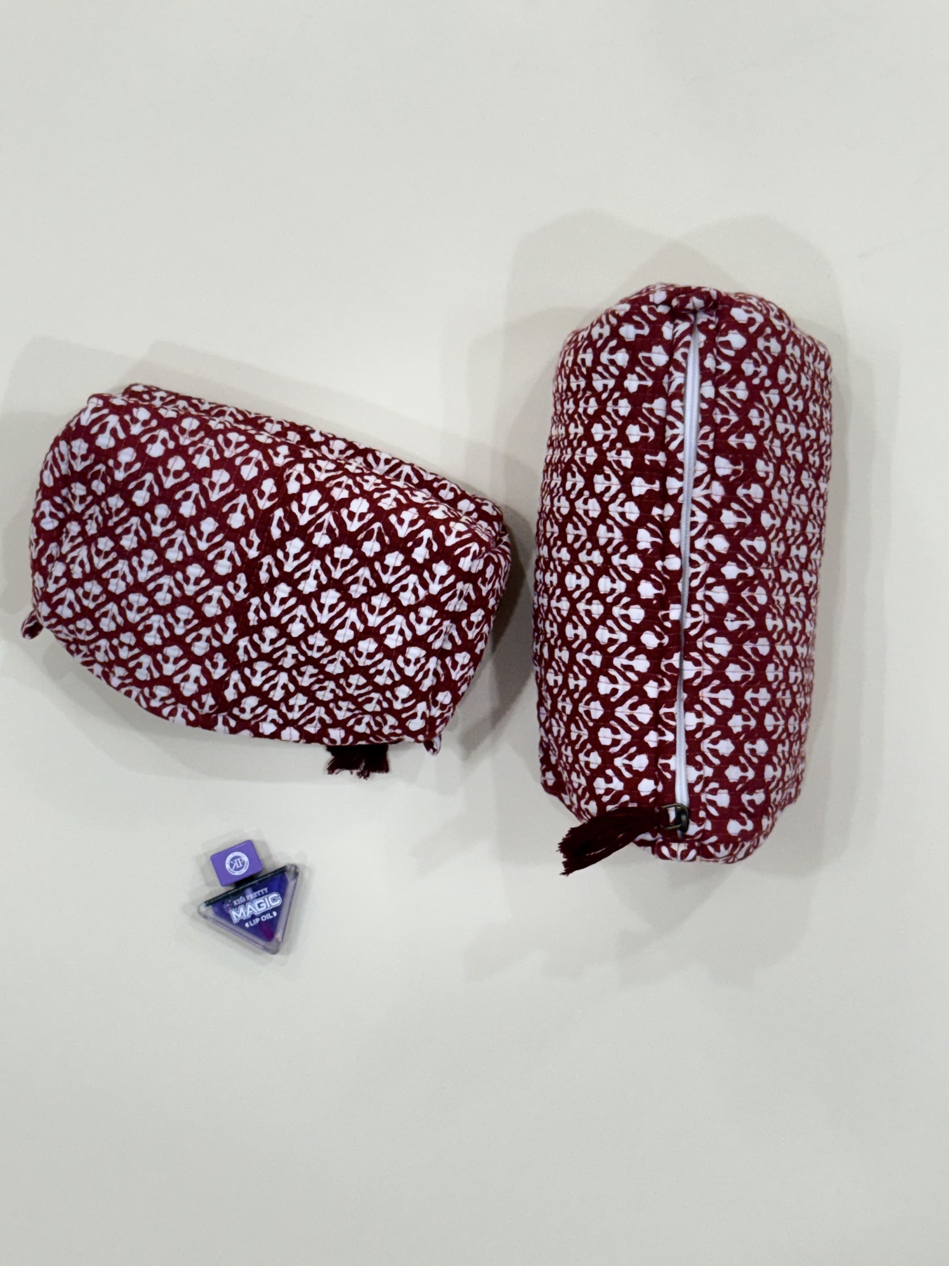 Hand Block Quilted  Pouches- Set of Three - The Comfy Dreams