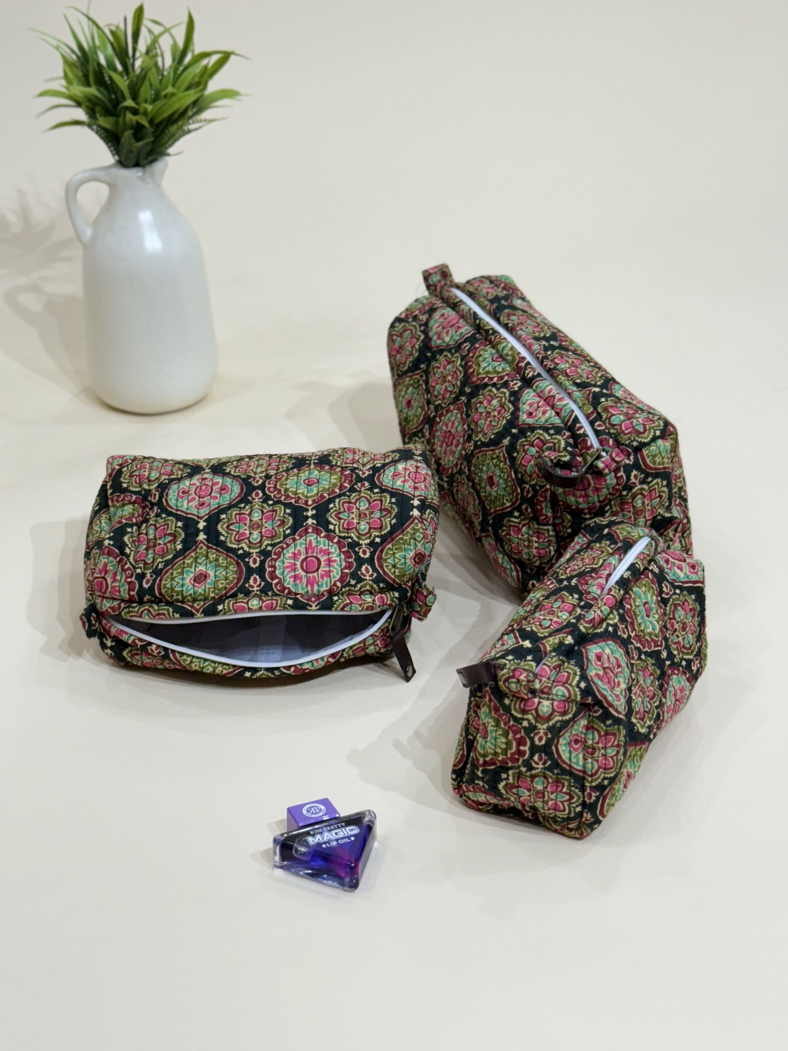 Quilted  Pouches- Set of Three - The Comfy Dreams