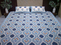 Blue Floral Jaal Bedsheet