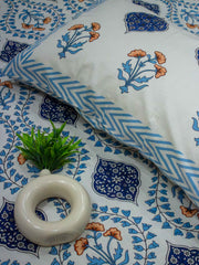 Blue Floral Jaal Bedsheet