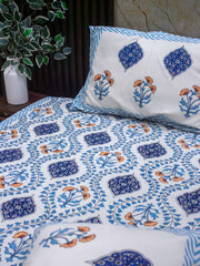 Blue Floral Jaal Bedsheet