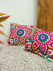 Suzani Embroidered Pom Pom Cushion Cover