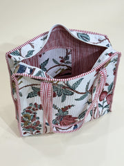 Handblock Printed Quilted Tote Bag with concealed zip - The Comfy Dreams
