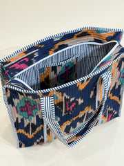 Handblock Printed Quilted Tote Bag with concealed zip - The Comfy Dreams