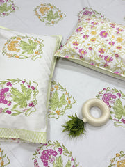 Blossom Harmony Premium Hand Block Bedsheet - The Comfy Dreams
