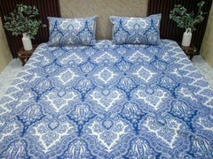 Pine Blue Handblock Printed Bedsheet