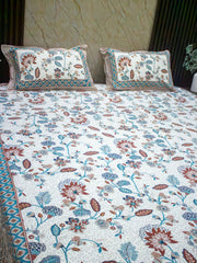 Red Floral Gold Premium Bedsheet